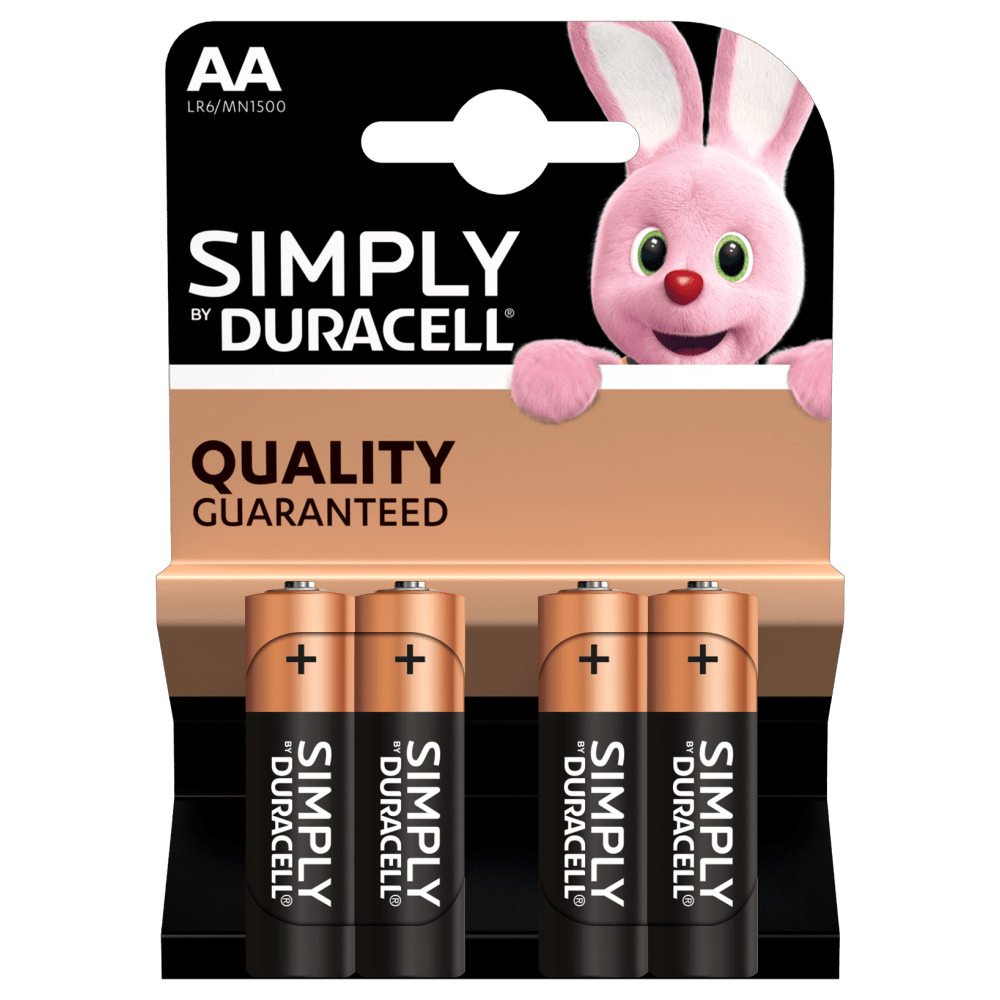 Duracell Alkaline Einfach AA-Batterien in 4-stück Packung